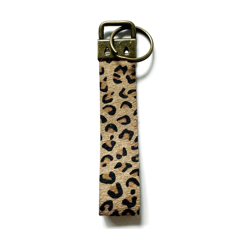 Wholesale Leather Cow Print Leopard Print Lanyard Keychain